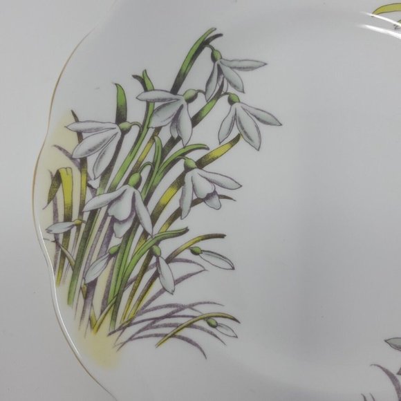 Vintage Royal Albert Snowdrop Plate Flowers of Month No. 1 of 12 England 8.5" - Picture 2 of 5